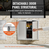 BBQ Access Door, 26W x 24H Inch Double Outdoor Kitchen Door, Stainless Steel Flush Mount Door, Wall Vertical Door with Recessed Handles , for BBQ Island, Grilling Station, Outside Cabinet